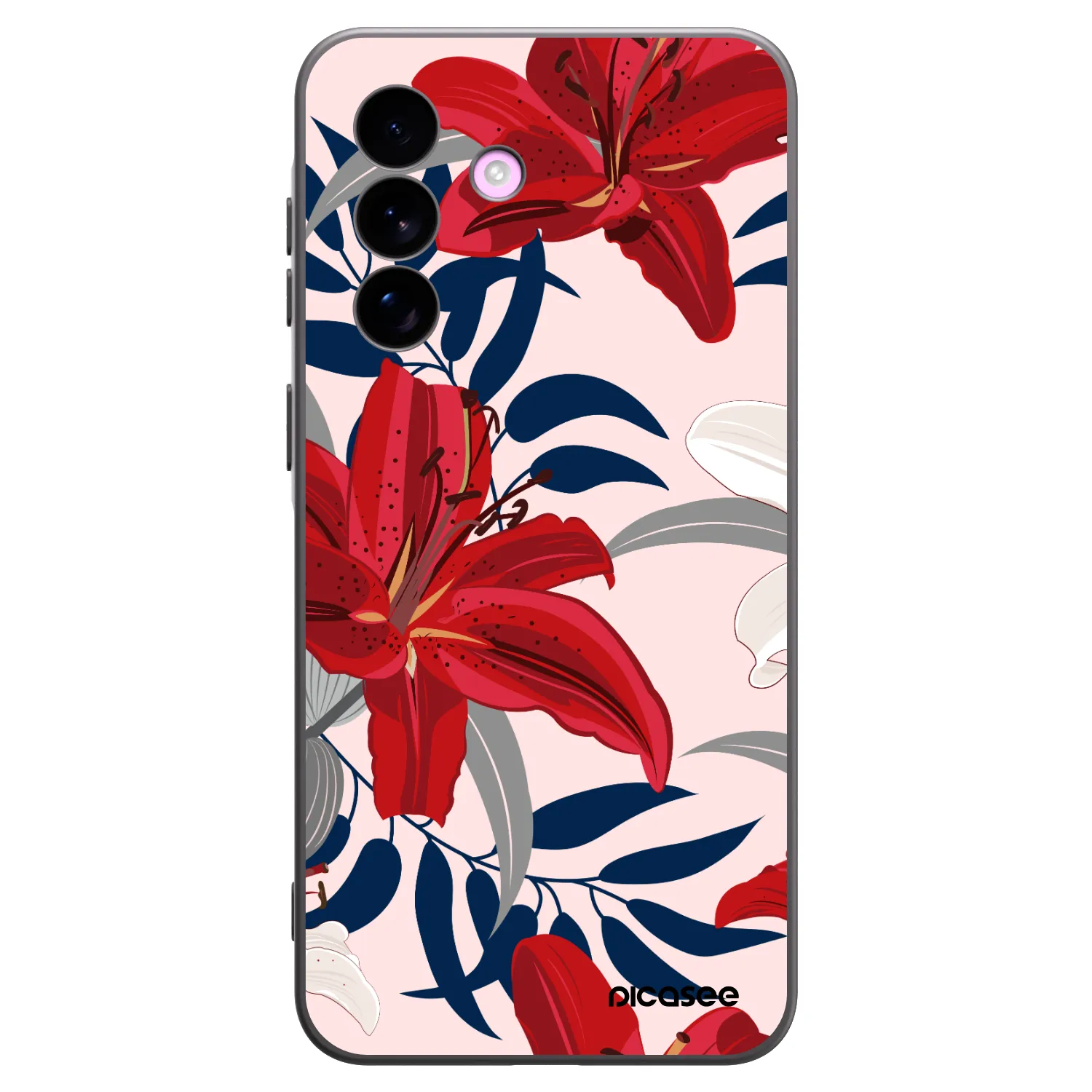 Picasee Samsung Galaxy A57 5G Hülle - Schwarzes Silikon - Red Lily