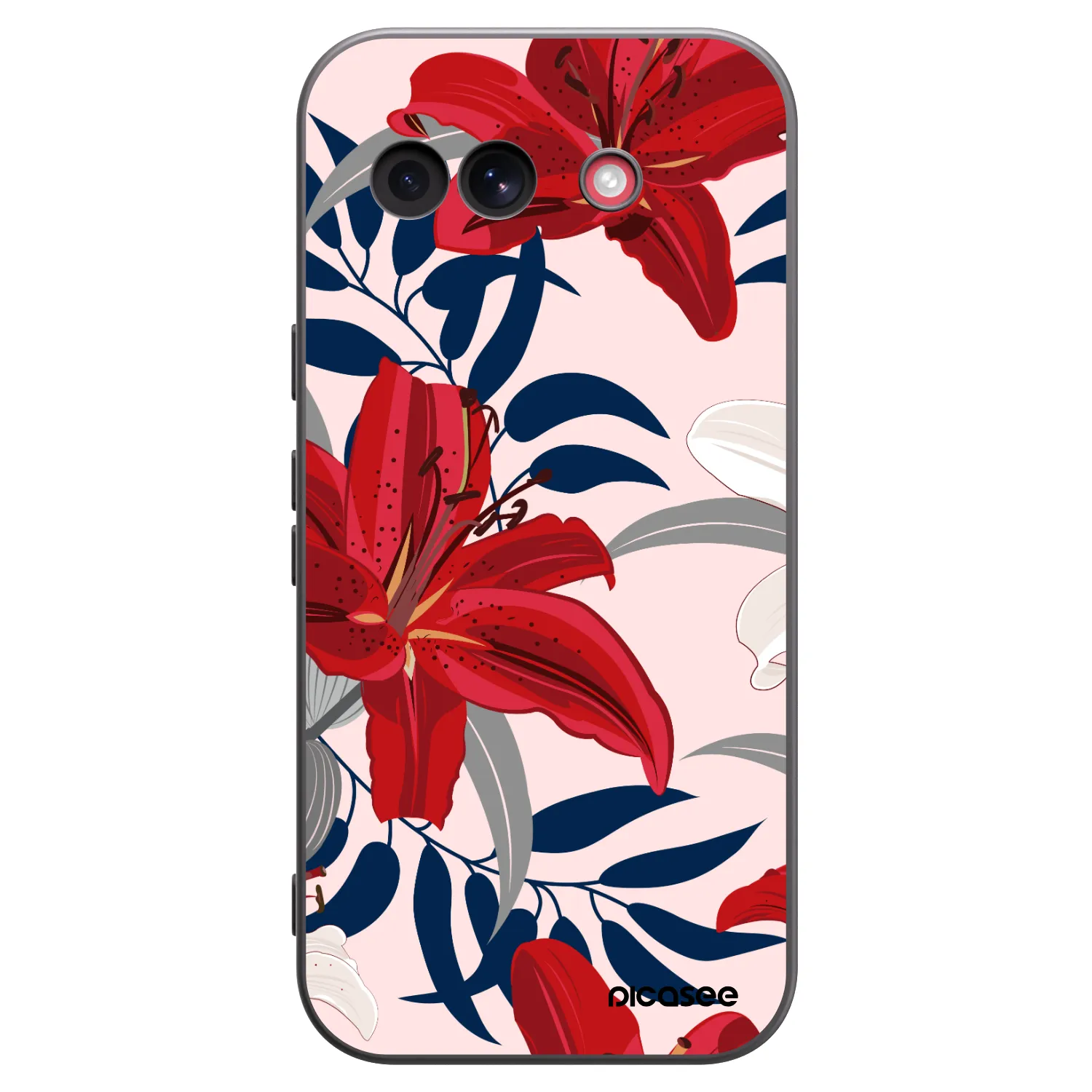 Picasee Google Pixel 10a Hülle - Schwarzes Silikon - Red Lily