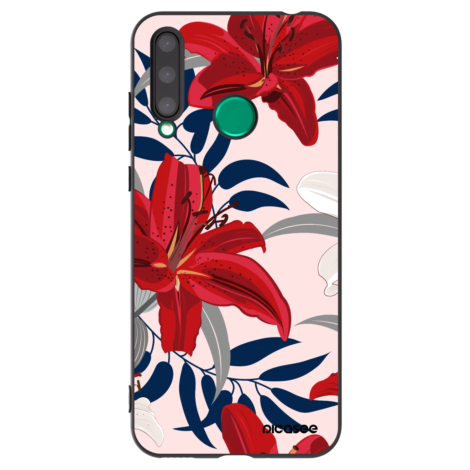 Picasee Honor 20 Lite Hülle - Schwarzes Silikon - Red Lily