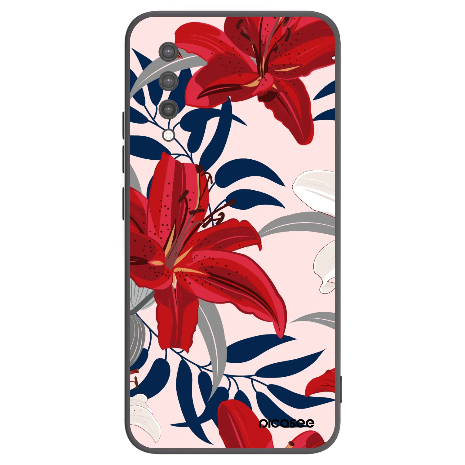 Picasee Xiaomi Mi 9 Lite Hülle - Schwarzes Silikon - Red Lily