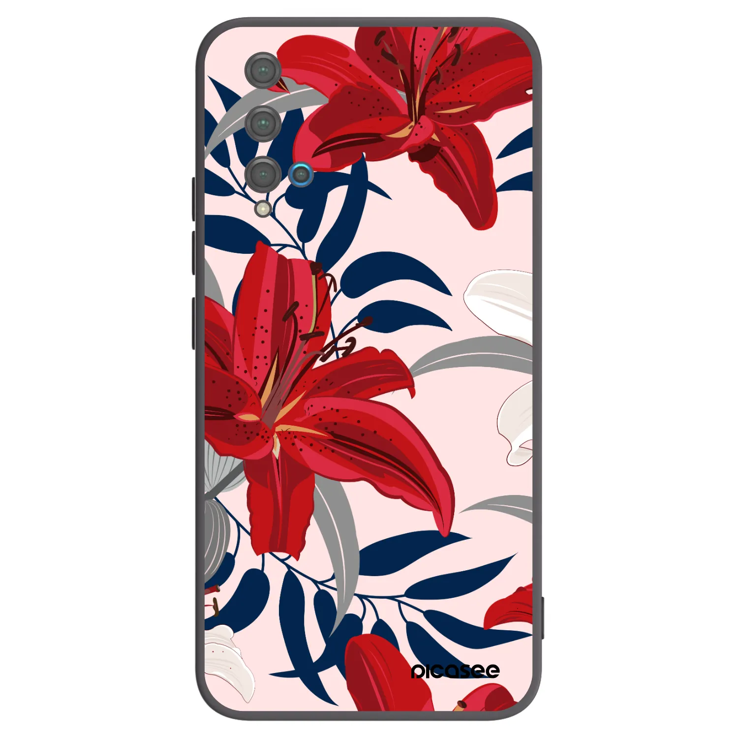 Picasee Huawei Nova 5T Hülle - Schwarzes Silikon - Red Lily