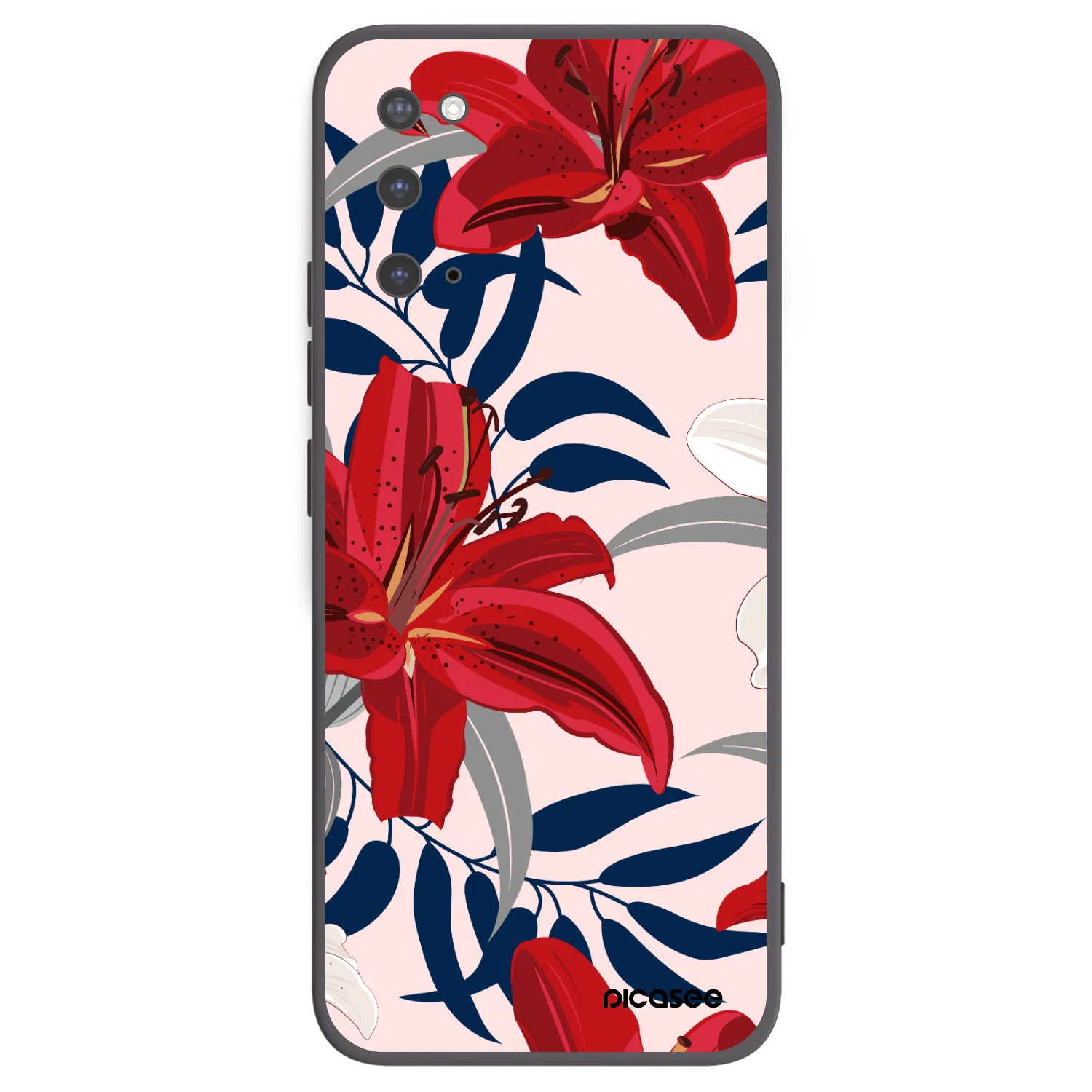 Picasee Samsung Galaxy S20 G980F Hülle - Schwarzes Silikon - Red Lily