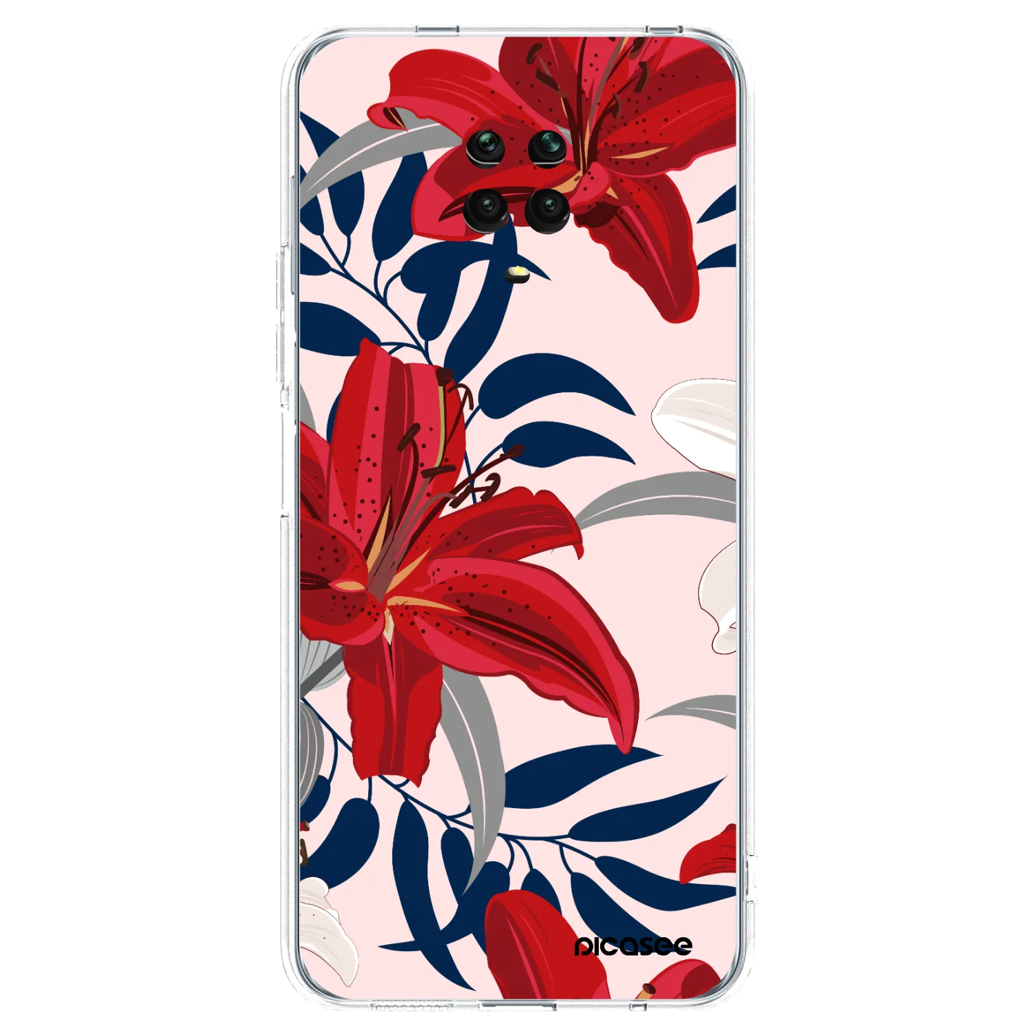 Picasee Xiaomi Redmi Note 9 Pro Hülle - Transparentes Silikon - Red Lily