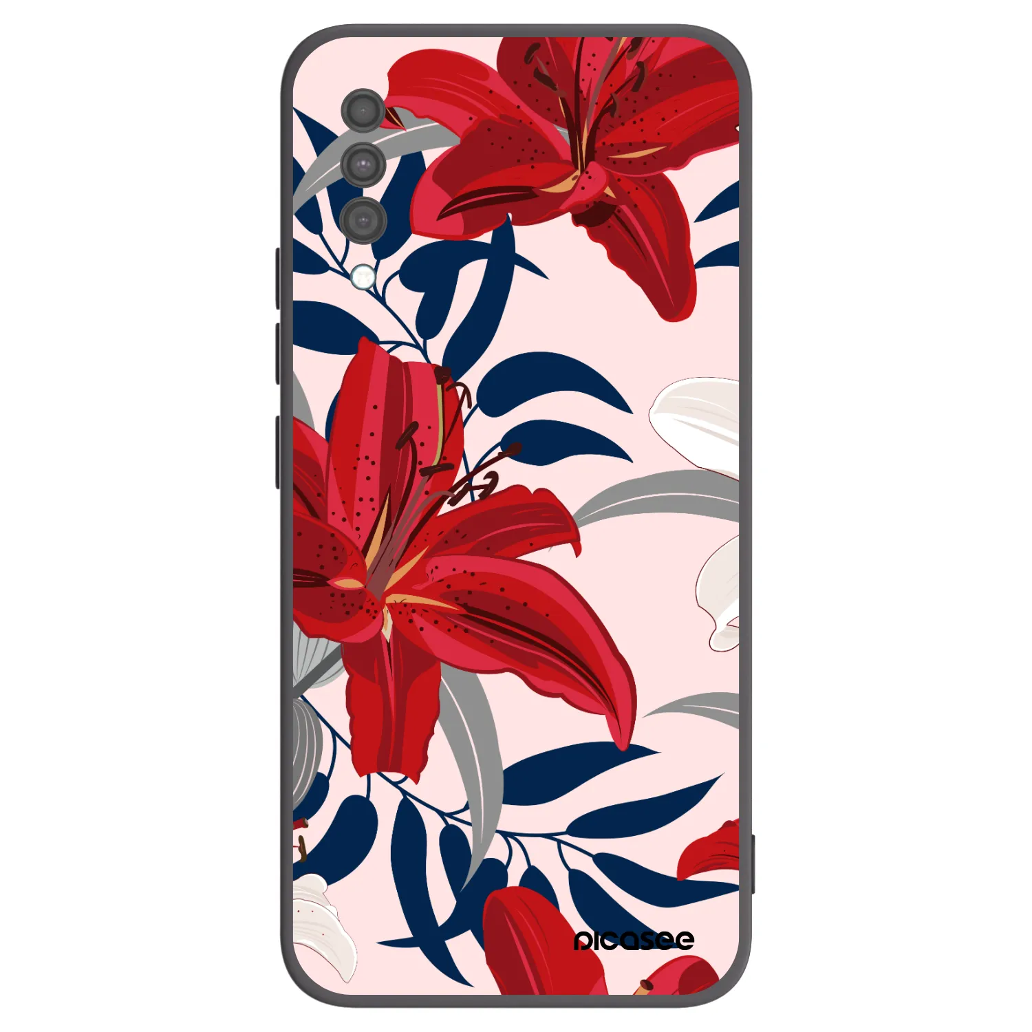 Picasee Samsung Galaxy A30s A307F Hülle - Schwarzes Silikon - Red Lily