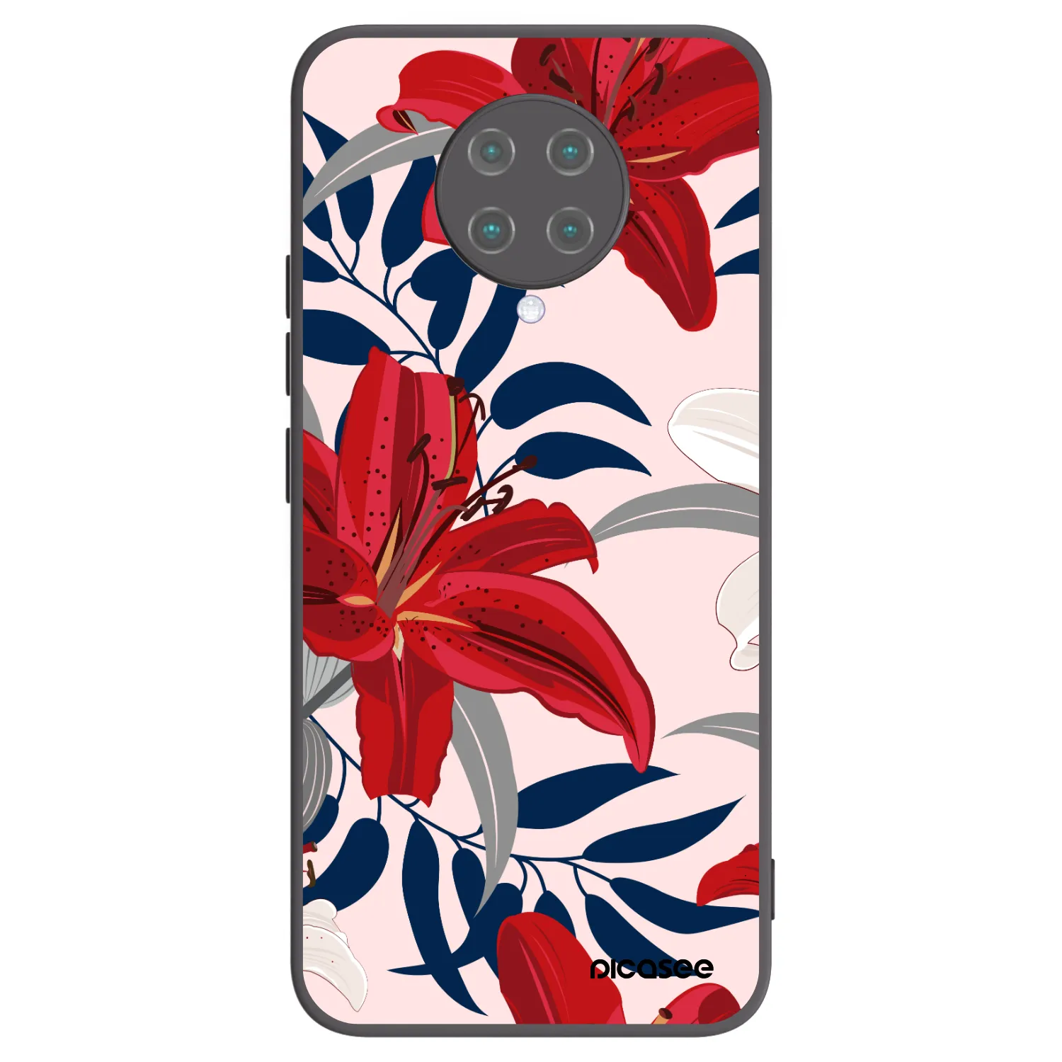 Picasee Xiaomi Poco F2 Pro Hülle - Schwarzes Silikon - Red Lily