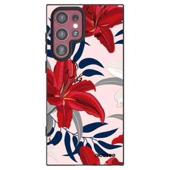 Picasee Samsung Galaxy S22 Ultra 5G Hülle - Schwarzes Silikon - Red Lily