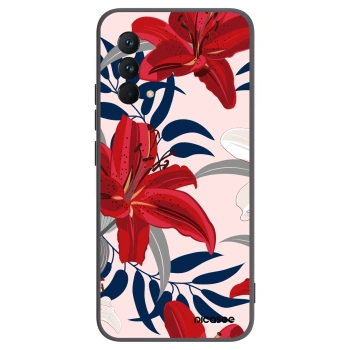 Picasee Realme GT Master Edition 5G Hülle - Schwarzes Silikon - Red Lily