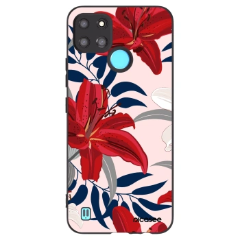 Picasee Realme C21Y Hülle - Schwarzes Silikon - Red Lily