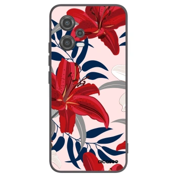 Picasee Xiaomi Poco X5 Hülle - Schwarzes Silikon - Red Lily