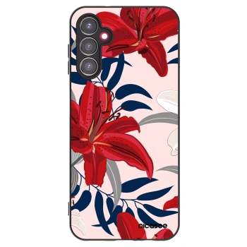 Picasee Samsung Galaxy A14 5G A146P Hülle - Schwarzes Silikon - Red Lily