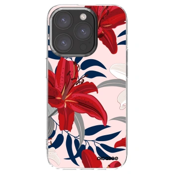 Picasee Apple iPhone 15 Pro Hülle - Transparentes Silikon - Red Lily