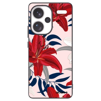 Picasee Xiaomi Redmi Note 13 Pro+ 5G Hülle - Schwarzes Silikon - Red Lily
