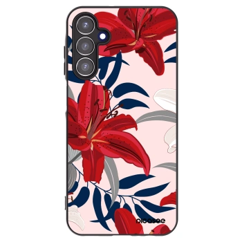 Picasee Samsung Galaxy A15 A155F 4G Hülle - Schwarzes Silikon - Red Lily
