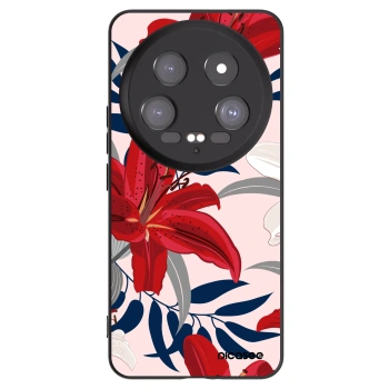 Picasee Xiaomi 14 Ultra Hülle - Schwarzes Silikon - Red Lily