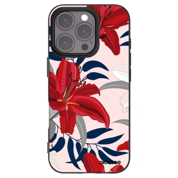 Picasee Apple iPhone 16 Pro Hülle - Schwarzes Silikon - Red Lily