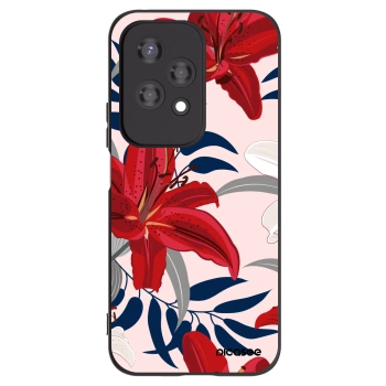 Picasee Honor 200 Lite Hülle - Schwarzes Silikon - Red Lily