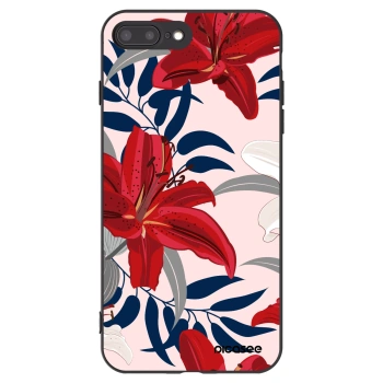 Picasee Apple iPhone 7 Plus Hülle - Schwarzes Silikon - Red Lily