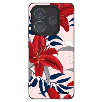 Picasee Xiaomi Redmi Note 14 5G Hülle - Schwarzes Silikon - Red Lily