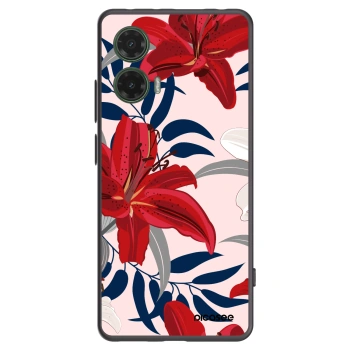 Picasee Motorola Moto G35 5G Hülle - Schwarzes Silikon - Red Lily