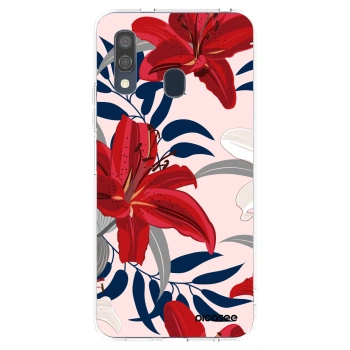 Picasee Samsung Galaxy A40 A405F Hülle - Transparentes Silikon - Red Lily