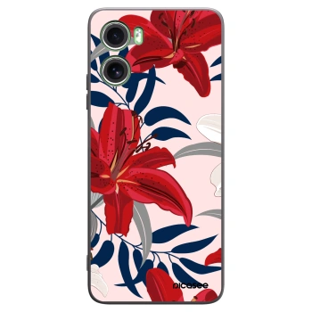 Picasee Motorola Moto G06 Hülle - Schwarzes Silikon - Red Lily