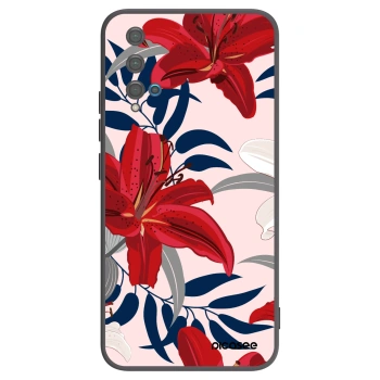 Picasee Huawei Nova 5T Hülle - Schwarzes Silikon - Red Lily