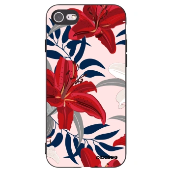 Picasee Apple iPhone SE 2020 Hülle - Schwarzes Silikon - Red Lily