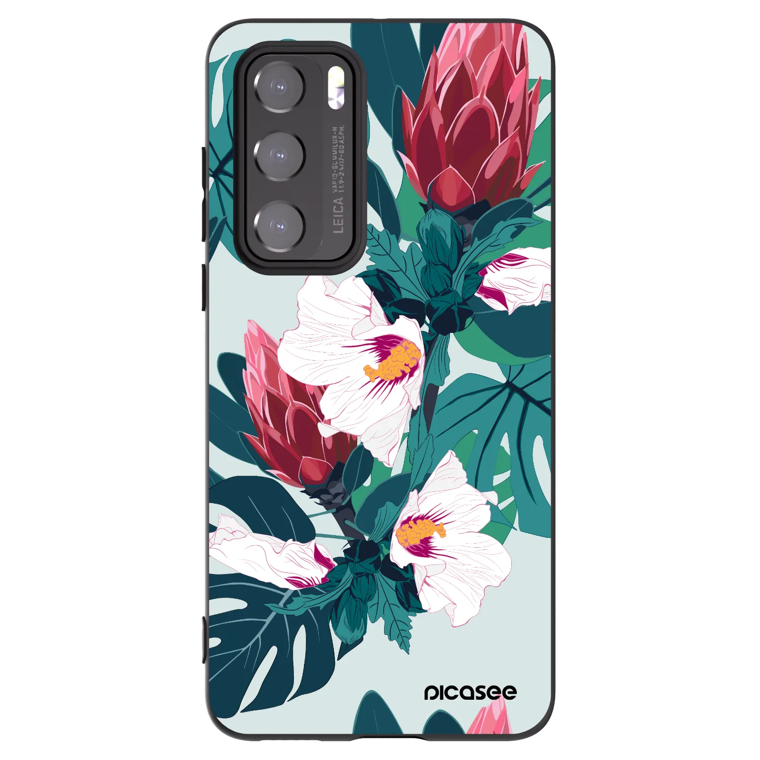 Picasee Huawei P40 Hülle - Schwarzes Silikon - Rhododendron