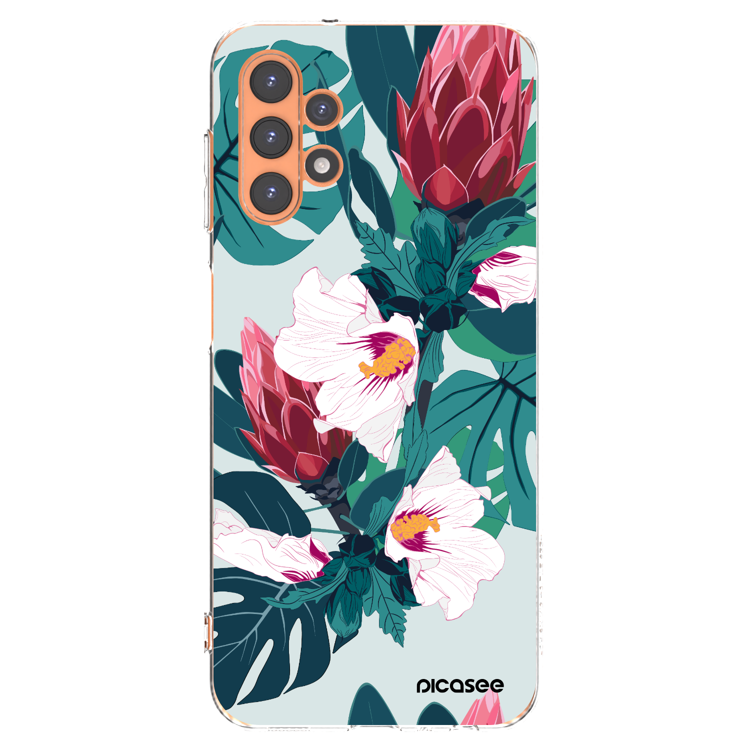 Picasee Samsung Galaxy A13 4G A135 Hülle - Transparentes Silikon - Rhododendron