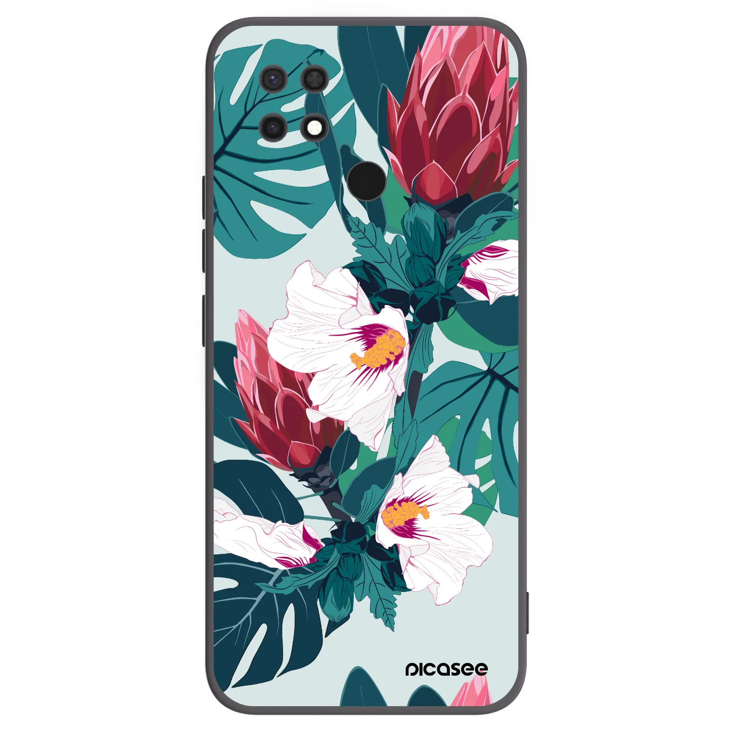 Picasee Xiaomi Redmi 10C Hülle - Schwarzes Silikon - Rhododendron