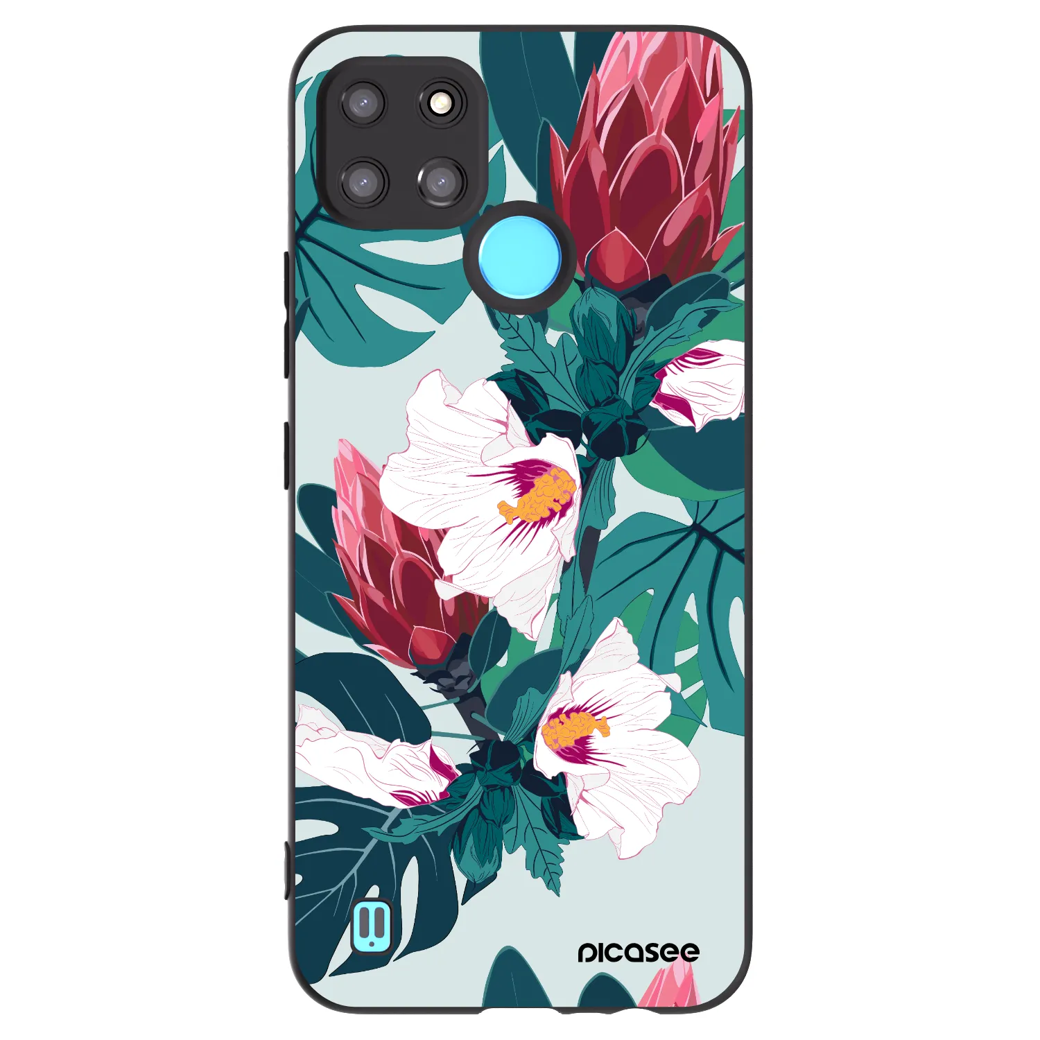 Picasee Realme C21Y Hülle - Schwarzes Silikon - Rhododendron