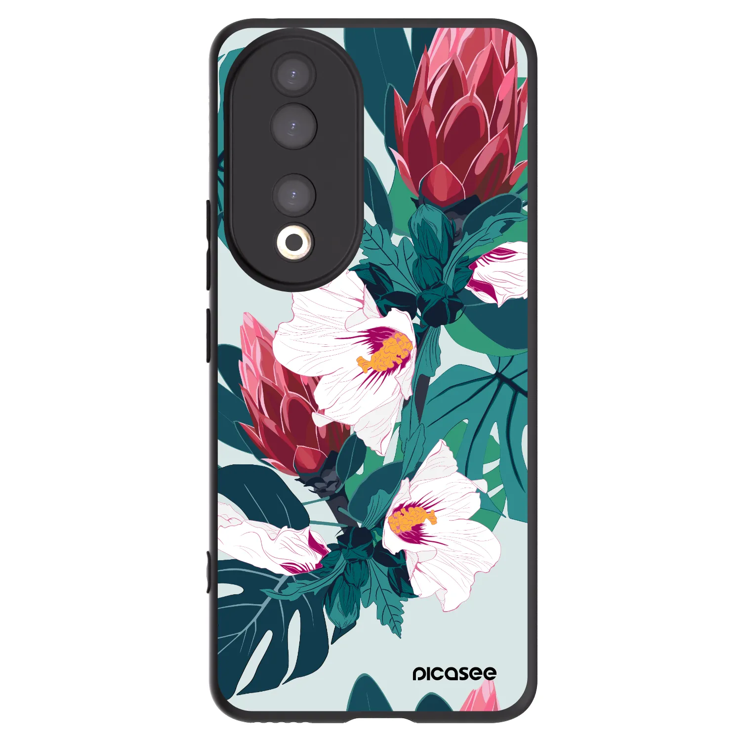 Picasee Honor 90 5G Hülle - Schwarzes Silikon - Rhododendron