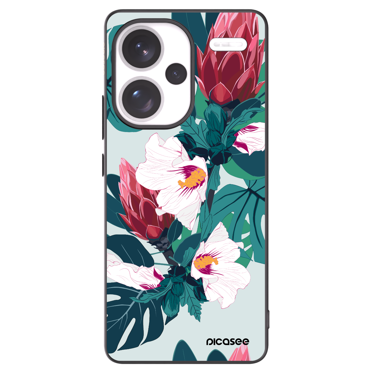 Picasee Xiaomi Redmi Note 13 Pro+ 5G Hülle - Schwarzes Silikon - Rhododendron