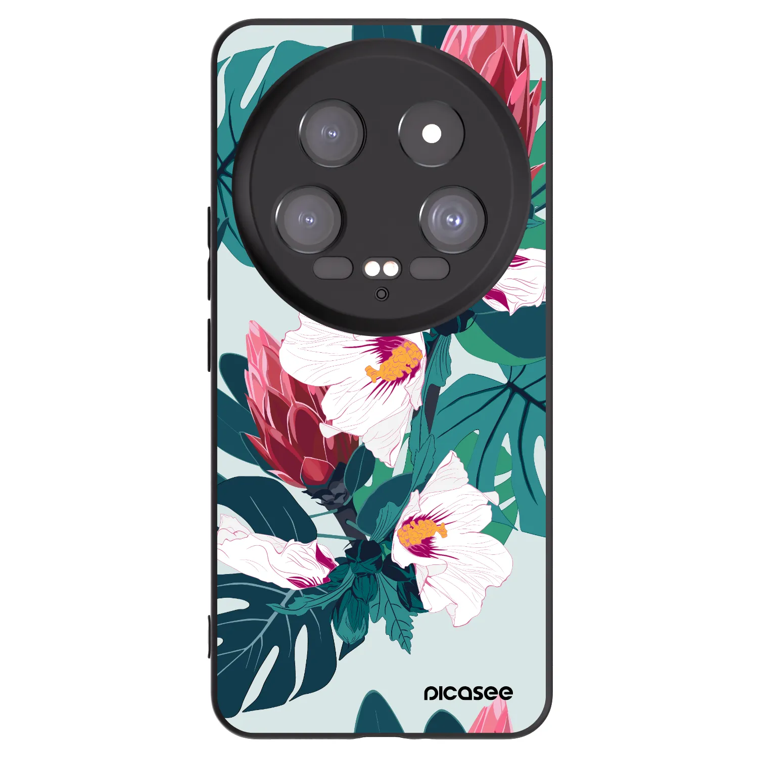 Picasee Xiaomi 14 Ultra Hülle - Schwarzes Silikon - Rhododendron