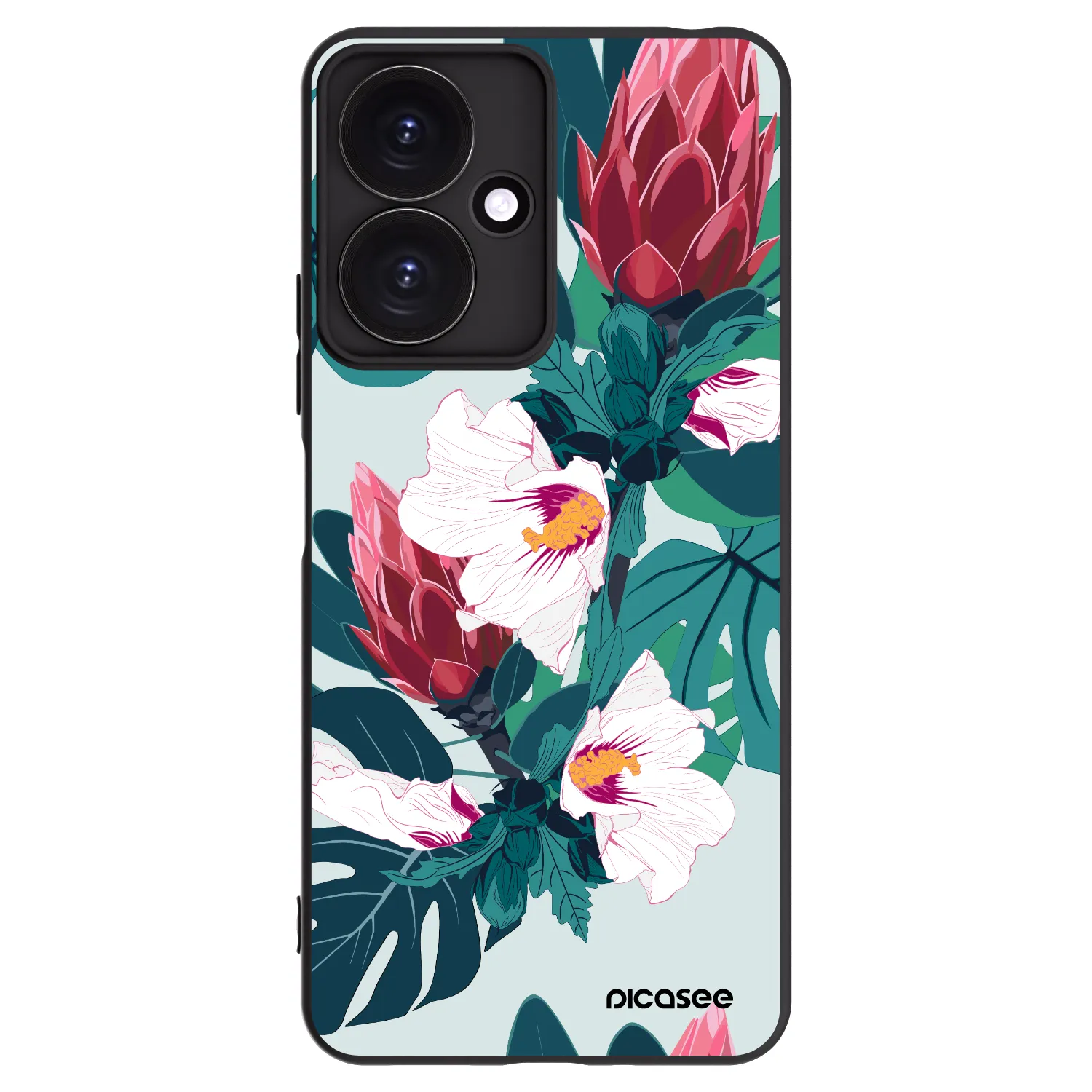 Picasee Xiaomi Redmi 13C 5G Hülle - Schwarzes Silikon - Rhododendron
