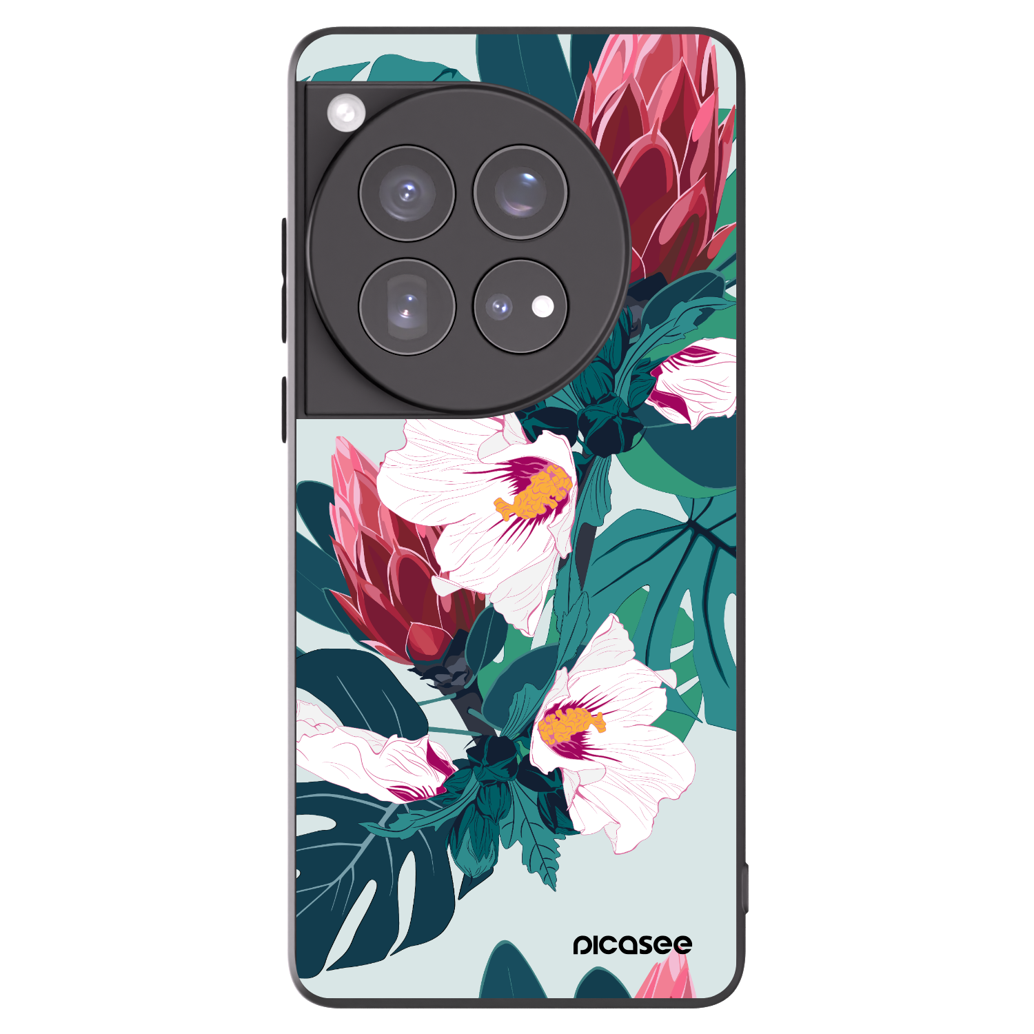 Picasee OnePlus 12 5G Hülle - Schwarzes Silikon - Rhododendron