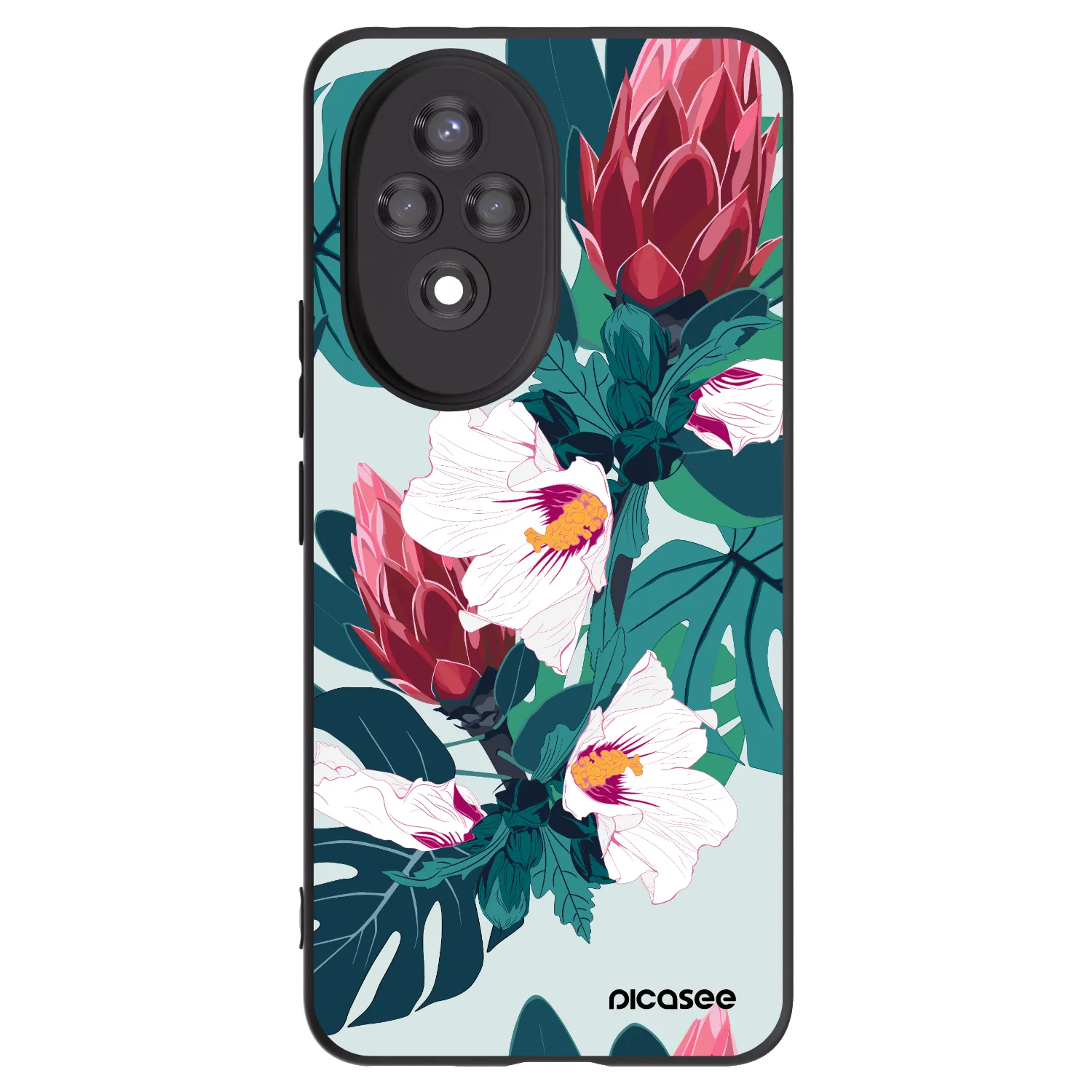 Picasee Honor 200 Pro 5G Hülle - Schwarzes Silikon - Rhododendron