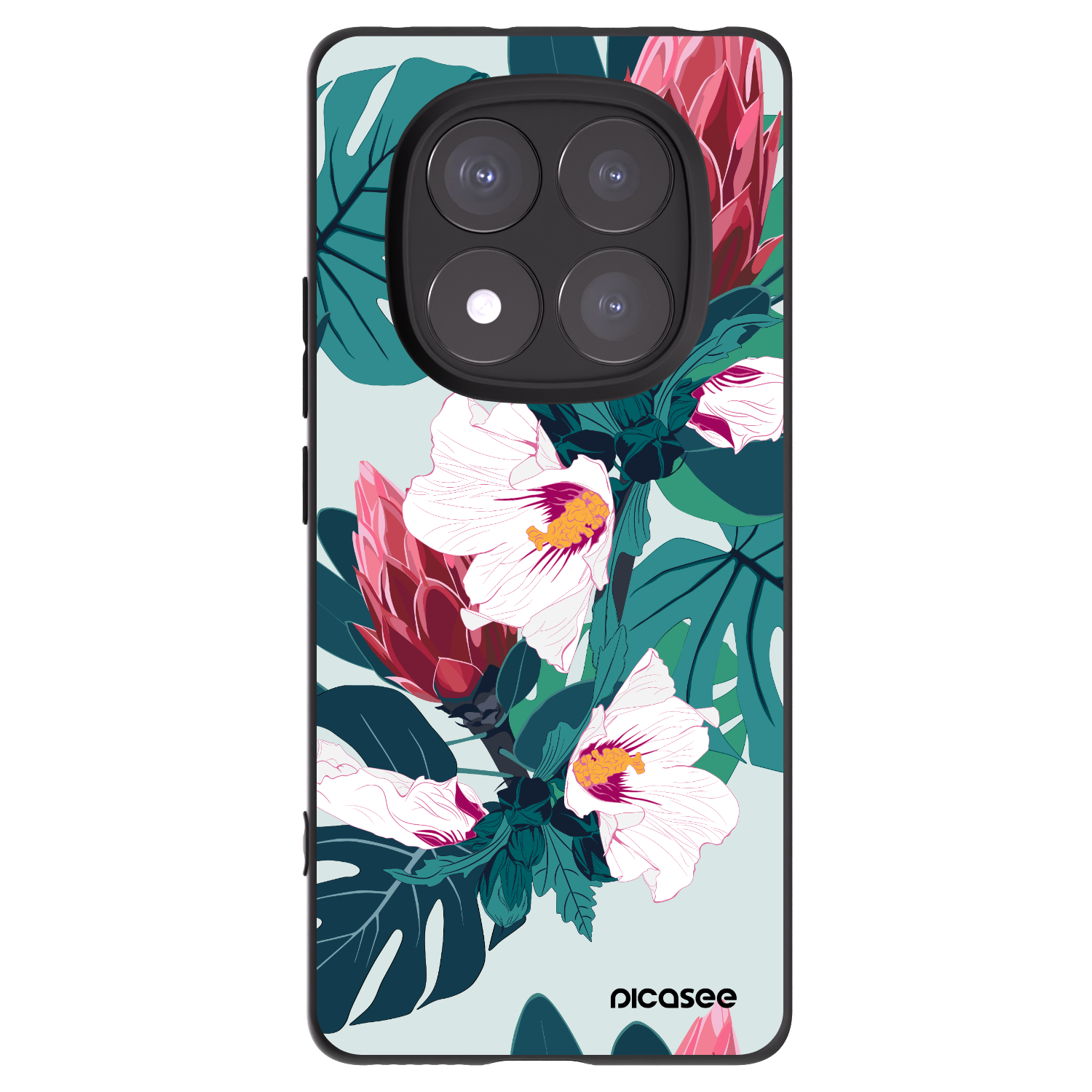 Picasee Xiaomi Redmi Note 14 Pro+ 5G Hülle - Schwarzes Silikon - Rhododendron