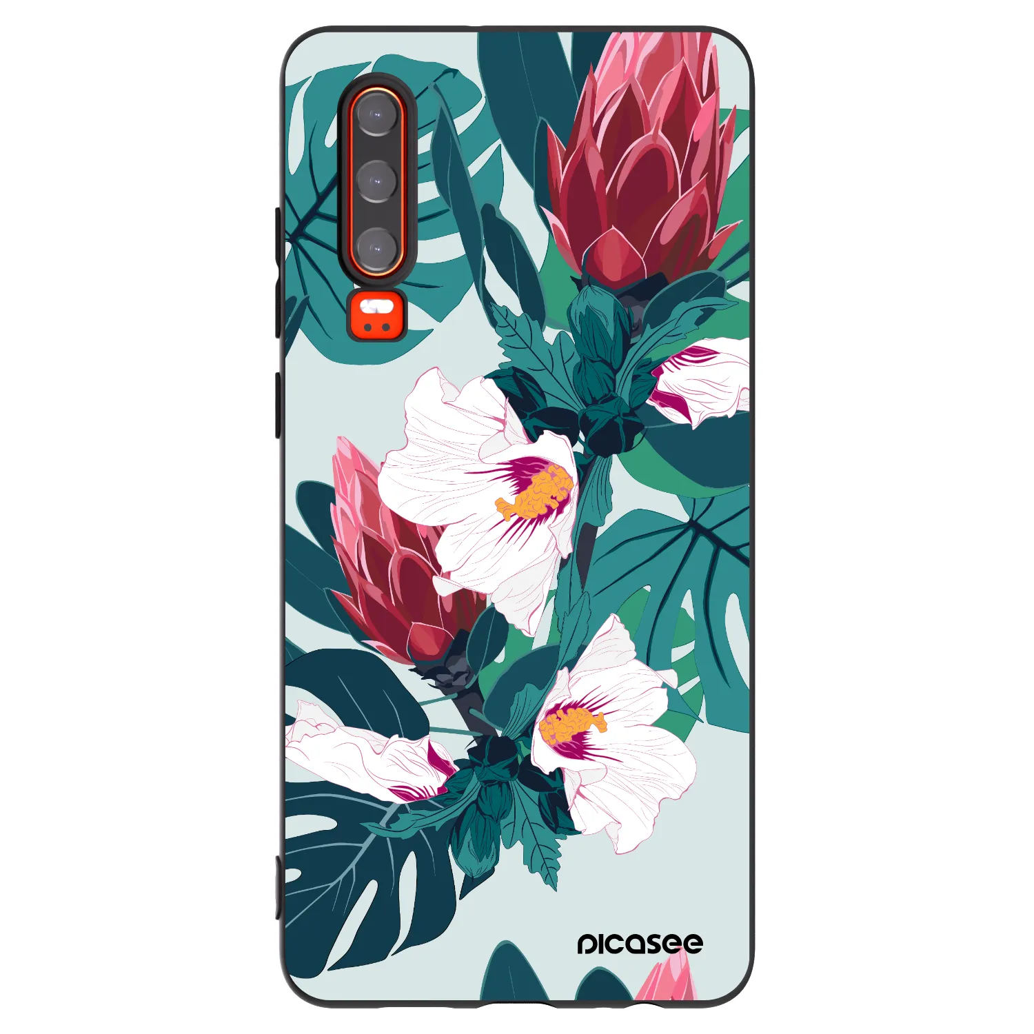 Picasee Huawei P30 Hülle - Schwarzes Silikon - Rhododendron