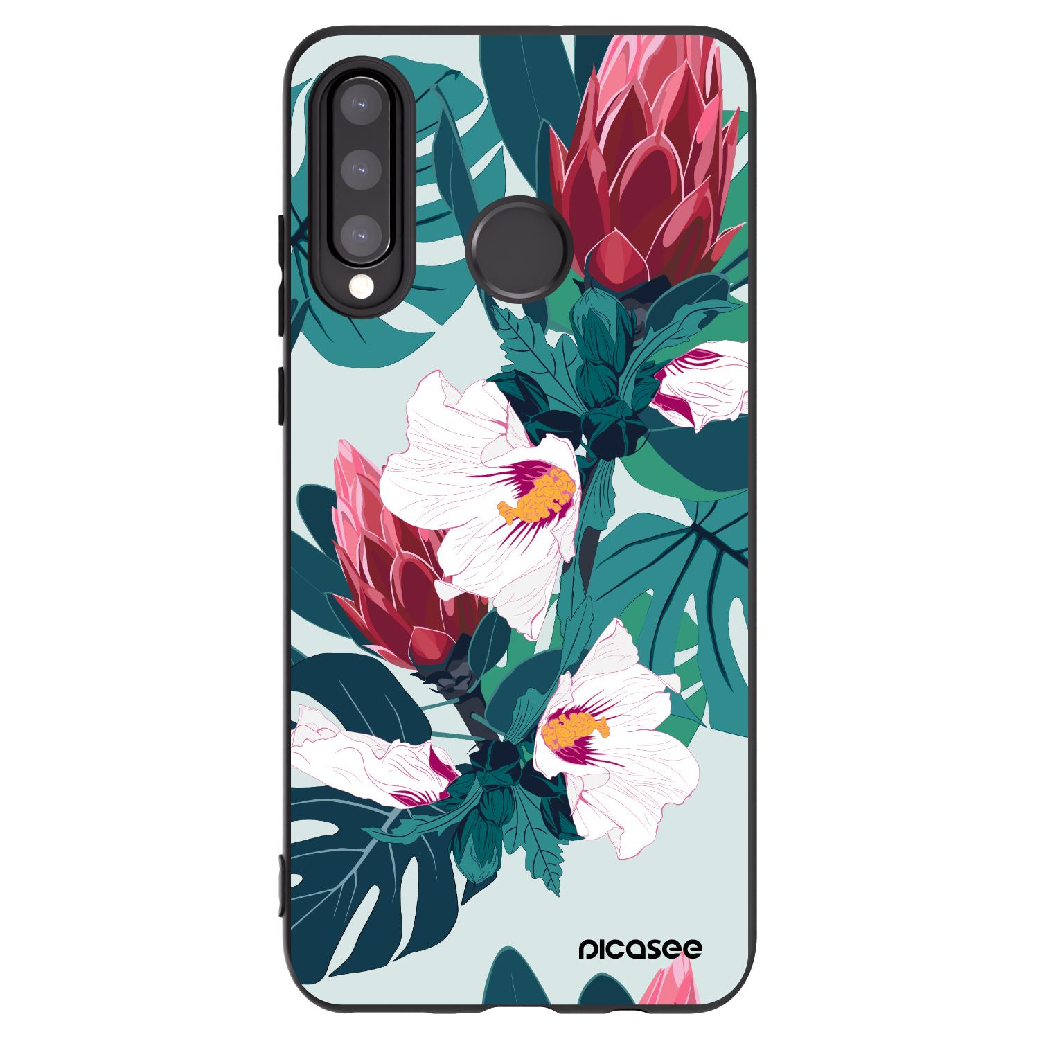 Picasee Huawei P30 Lite Hülle - Schwarzes Silikon - Rhododendron