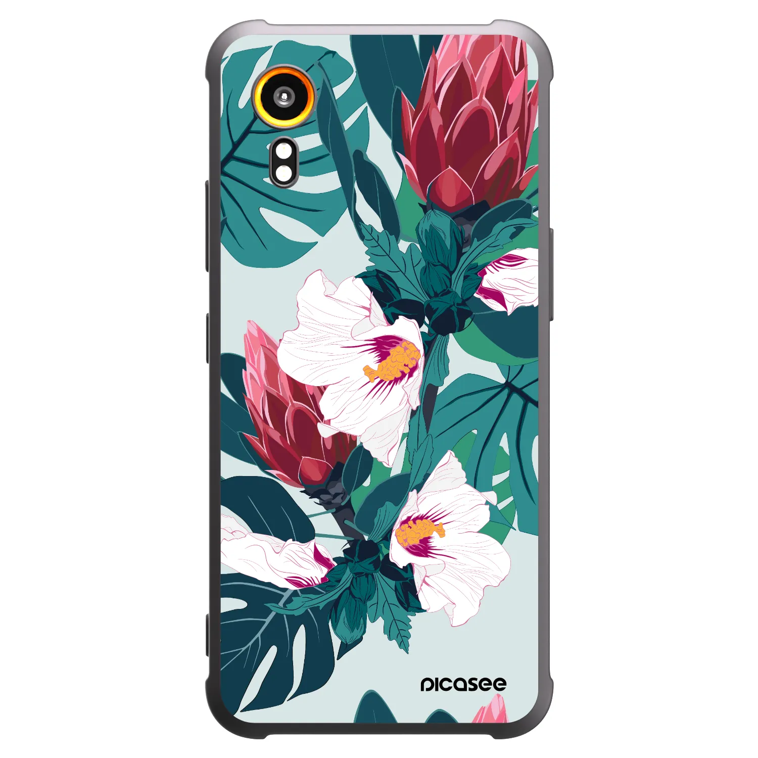 Picasee Samsung Galaxy Xcover 7 Hülle - Schwarzes Silikon - Rhododendron