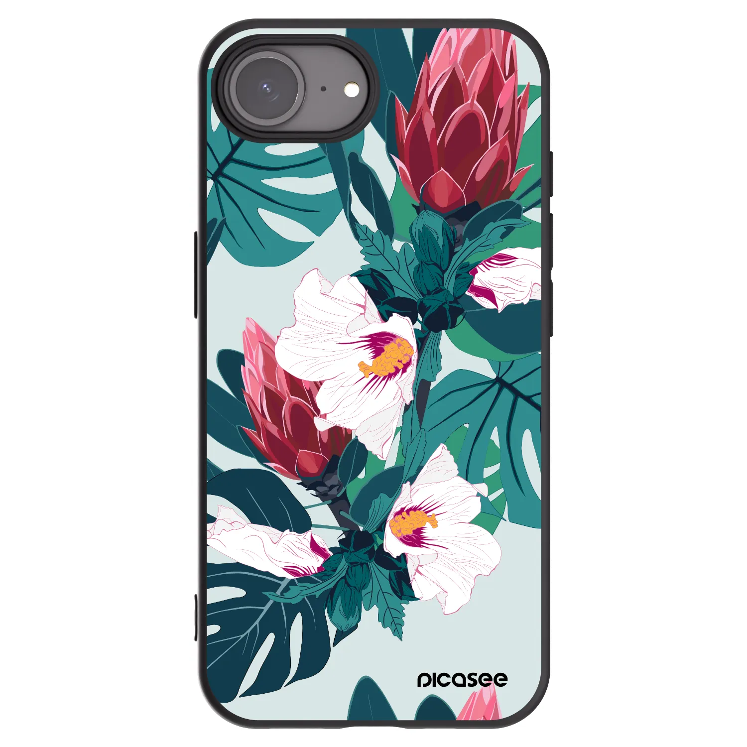 Picasee Apple iPhone 17e Hülle - Schwarzes Silikon - Rhododendron