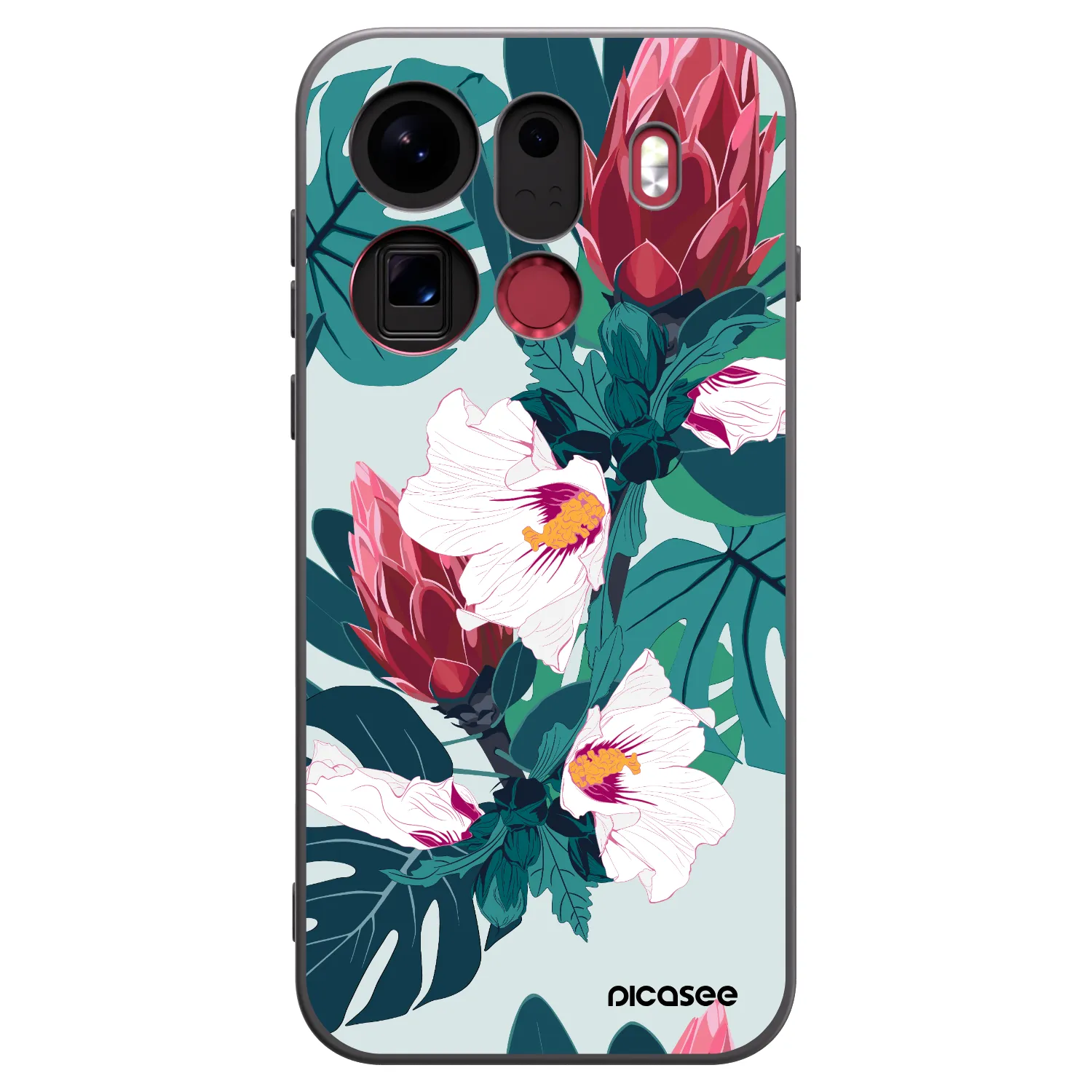 Picasee OPPO Find X9 Pro Hülle - Schwarzes Silikon - Rhododendron