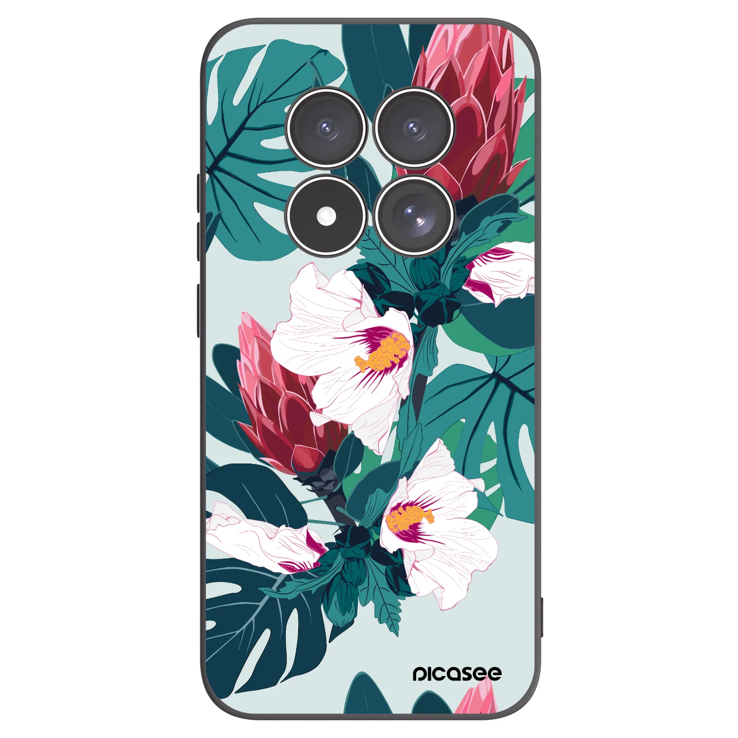 Picasee Xiaomi Redmi Note 15 Pro 5G Hülle - Schwarzes Silikon - Rhododendron