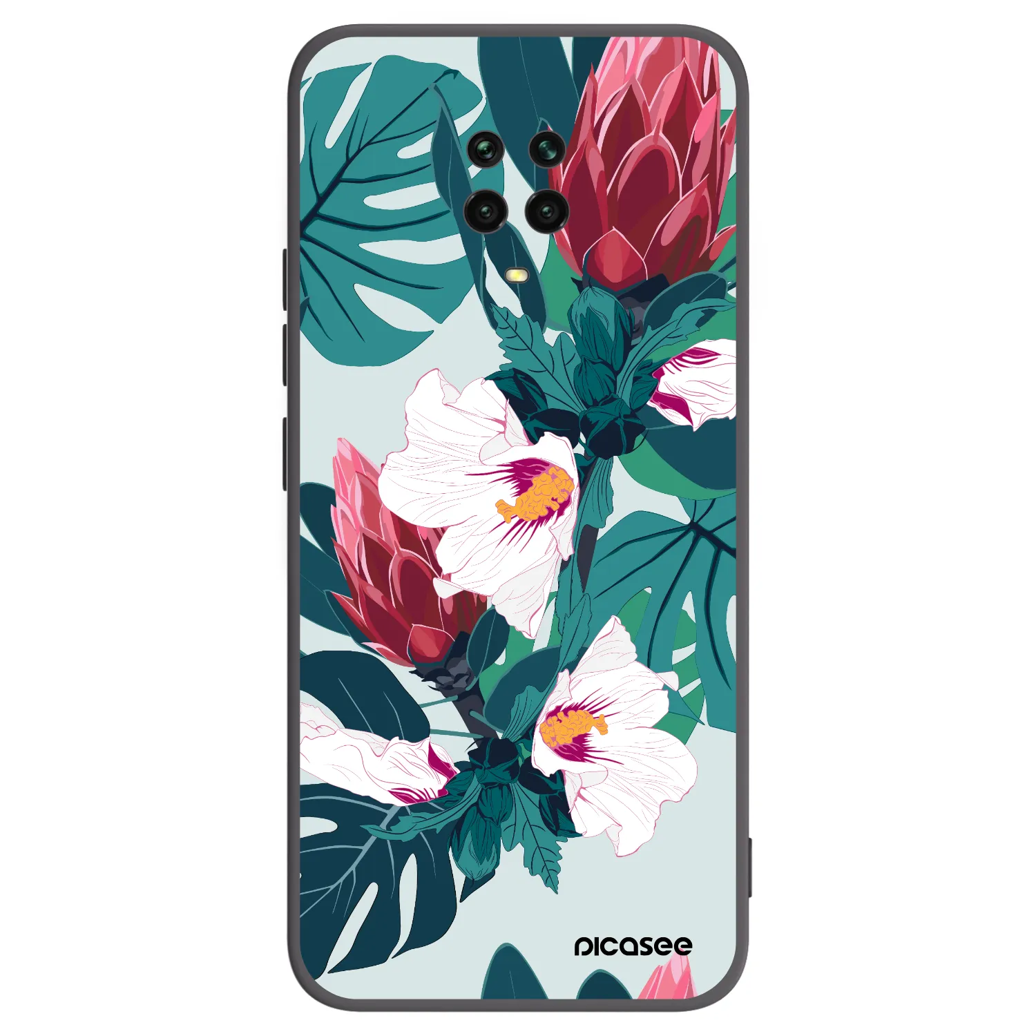 Picasee Xiaomi Redmi Note 9S Hülle - Schwarzes Silikon - Rhododendron