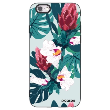 Picasee Apple iPhone 6/6S Hülle - Schwarzes Silikon - Rhododendron
