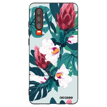 Picasee Huawei P30 Hülle - Schwarzes Silikon - Rhododendron