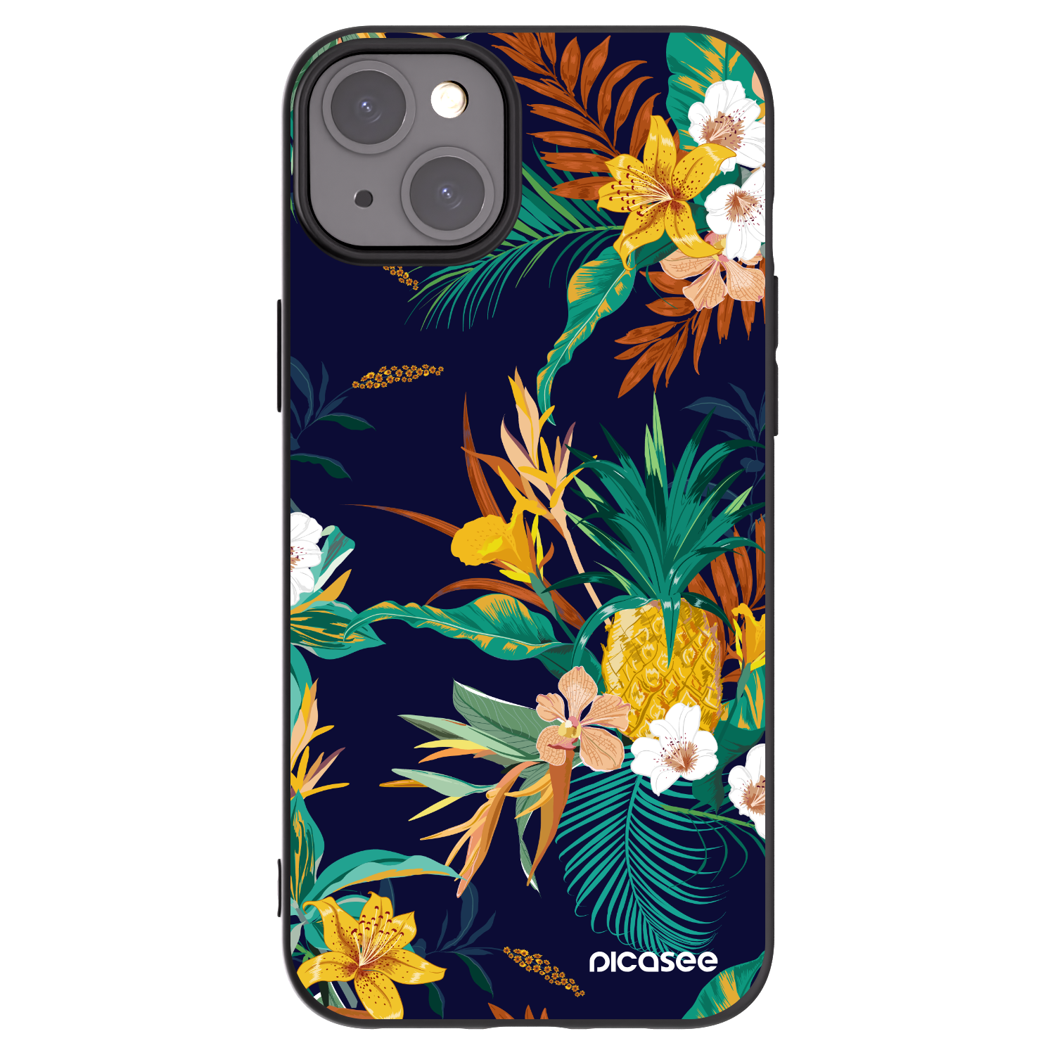 Picasee Apple iPhone 15 Plus Hülle - Schwarzes Silikon - Pineapple Color