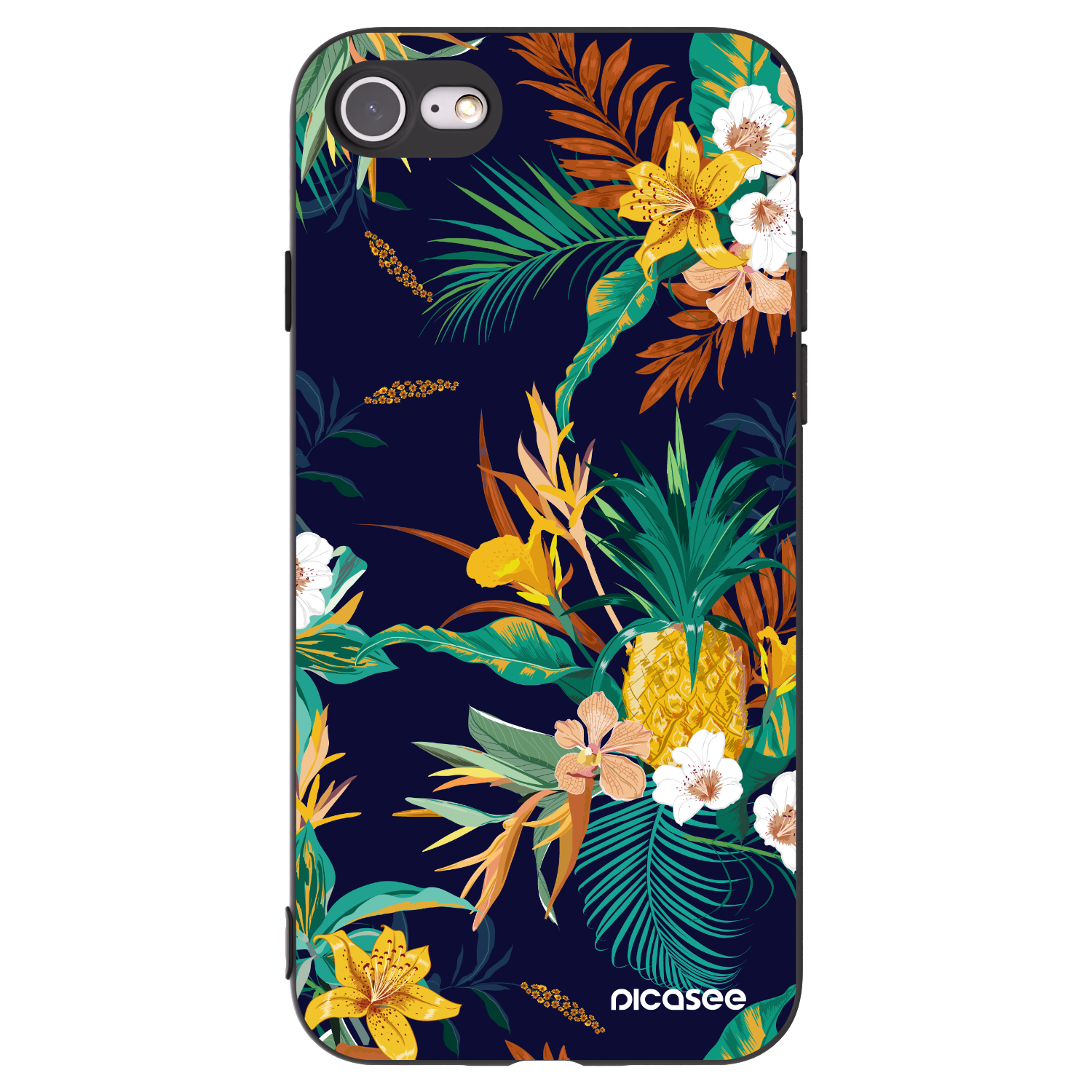Picasee Apple iPhone SE 2020 Hülle - Schwarzes Silikon - Pineapple Color