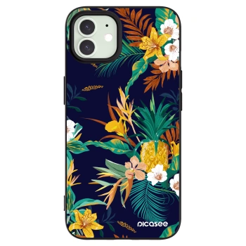 Picasee Apple iPhone 12 Hülle - Schwarzes Silikon - Pineapple Color